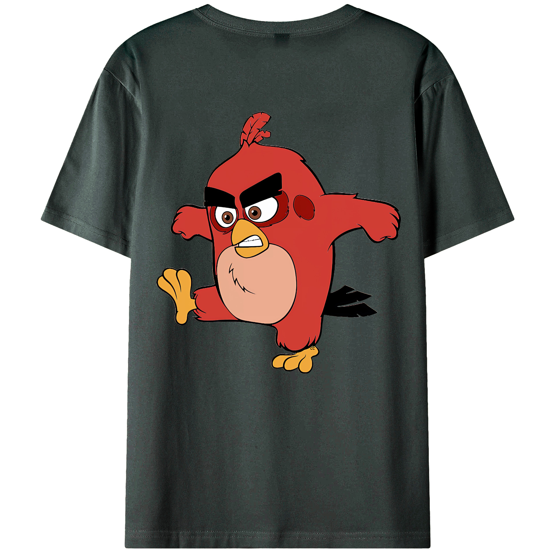 （画像用） Angry Birds アングリーバード 綿100％ メンズ半袖Tシャツ（バックプリント） 通気性